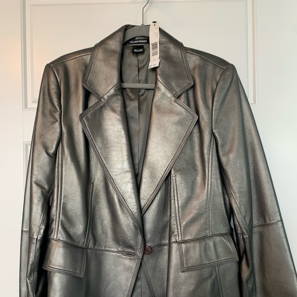 Ellen Tracy Metalic Pewter Color Blazer